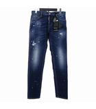 23SS Regular Jean ペイント加工 スリム ストレート デニム ジーンズ ボタンフライ 42 インディゴ S74LB1517