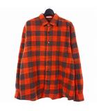 ユニフォームエクスペリメント uniform experiment FADE SHIRT チェックシャツ 長袖 4 オレンジ/ブラック UE-242042