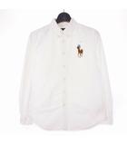ラルフローレン RALPH LAUREN 刺繍ロゴ オックスフォードシャツ ブラウス 長袖 L ホワイト 白