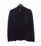 バーバリーブラックレーベル BURBERRY BLACK LABEL ジップアップ ドライバーズニット セーター 3 ブラック 黒 BMT11-403-09