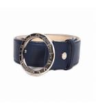 ブルガリ BVLGARI サークルロゴ バックル レザーベルト 44 ネイビー 紺