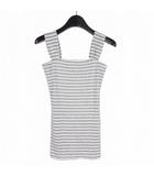 ラメ ボーダー キャミソール タンクトップ グレー ホワイト