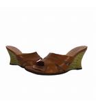 トラサルディ TRUSSARDI サンダル 靴 22.5㎝ ブラウン グリーン 茶 緑