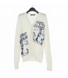 ガールプリント コットンカーディガン 長袖 M オフホワイト 白 0242ND03