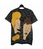 フルーツオブザルーム FRUIT OF THE LOOM 90S MTVビーバス・アンド・バットヘッド 総柄 Tシャツ カットソー 半袖 M ブラック 黒