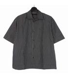 タロウホリウチ TARO HORIUCHI シャツ 半袖 ストライプ シルク 46ブラック 黒 2001-SH09-M106