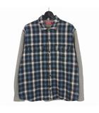 シュプリーム SUPREME 23AW Houndstooth Plaid Flannel Shirt ハウンドトゥースプレイドフランネルシャツ 切替チェックシャツ 長袖 M ネイビー 紺