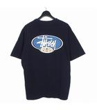 ステューシー STUSSY USA製 90's 銀タグ ロゴプリント Tシャツ カットソー 半袖 L ネイビー 紺