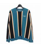 シュプリーム SUPREME 17FW Vertical Striped Pique Crewneck ストライプ クルーネック スウェット トレーナー M ティールカラー