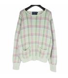 ラルフローレン RALPH LAUREN セーター タータンチェック 長袖 両側ポケット クルーネック L グリーン マルチカラー
