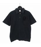 アベイシングエイプ A BATHING APE 半袖 スウェット トレーナー ハーフジップポロシャツ S ブラック 黒