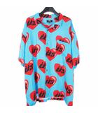 ステューシー STUSSY カクタスプラントフリーマーケット  CPFM ハート オープンカラー アロハシャツ 半袖 XL ブルー