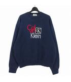 90s フロント ロゴ刺繡 スウェット トレーナー XXL ネイビー 紺