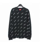 シュプリーム SUPREME 15AW Logo Waffle Thermal ロゴワッフルサーマル 総柄 ロングスリーブ ロンT Tシャツ カットソー 長袖 M ブラック 黒