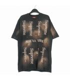 シュプリーム SUPREME 20SS NUEVA YORK S/S Top ブリーチ加工 ロゴプリント Tシャツ カットソー 半袖 M ブラック 黒 国内正規