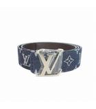 ルイヴィトン LOUIS VUITTON ベルト・LV イニシャル モノグラム デニム 40MM 100/40 ブルー M4756