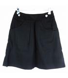 エフデ ef-de スカート フレア ミニ サイドファスナー ウール 無地 7 黒 ブラック ボトムス /T2