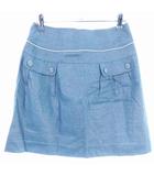アプワイザーリッシェ Apuweiser-riche 台形スカート ミニ バックファスナー 麻混 リネン混 ラメ 無地 2 青 ブルー ボトムス