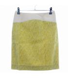 デプレ DES PRES トゥモローランド タイトスカート ミニ バックファスナー コットン 切替 総柄 0 黄 イエロー ボトムス /T2