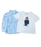 ラルフローレン RALPH LAUREN おまとめ2点セット ボタンダウンシャツ 長袖 ストライプ 刺繍 Tシャツ 半袖 プリント 90 青 ブルー 白 ホワイト トップス /YA