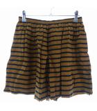 リッチ rich ショーパン パンツ ショート タック サイドファスナー ボーダー M 茶 ブラウン ボトムス /T2