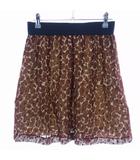 アルアバイル allureville フレアスカート ミニ バックファスナー 総柄 2 茶 ブラウン ボトムス /T2