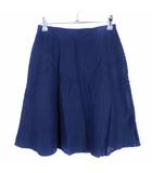 アナイ ANAYI フレアスカート ミニ バックファスナー コットン 格子柄 36 紺 ネイビー ボトムス