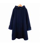 ボールジー BALLSEY トゥモローランド ロングコート フード 長袖 ジップアップ ウール カシミヤ混 無地 34 紺 ネイビー アウター /YA