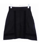 ジルスチュアート JILL STUART 台形スカート ミニ バックファスナー 切替 レース 0 黒 ブラック ボトムス /T2