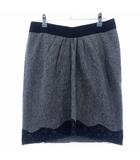 ピンキー&ダイアン ピンダイ PINKY&DIANNE タイトスカート ミニ バックファスナー ウール レース 38 グレー ボトムス /T2