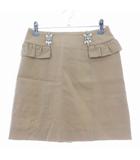 リランドチュール Rirandture タイトスカート ミニ バックファスナー フリル ビジュー ウール 無地 0 ベージュ ボトムス /T2