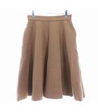エフデ ef-de フレアスカート ひざ丈 バックファスナー ウール 無地 9 茶 ブラウン ボトムス /T2