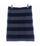 バンヤードストーム BARNYARDSTORM タイトスカート ミニ バックファスナー スリット ウール ボーダー 0 黒 ブラック ボトムス /T2