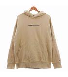 トミーヒルフィガー TOMMY HILFIGER ロゴ刺繍 パーカー プルオーバー 長袖 フード ラグランスリーブ コットン M ベージュ トップス