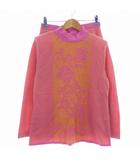 ハナエモリ HANAE MORI ニット セットアップ 上下 カットソー 長袖 ハイネック タイトスカート ひざ丈 総柄 花柄 ピンク トップス ボトムス /AZ