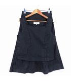 ハナエモリ HANAE MORI セットアップ カットソー ノースリーブ スクエアネック フレアスカート ミモレ丈 コットン 水玉 ドット 9A3 黒 ブラック トップス ボトムス /AZ