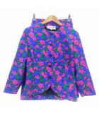 ハナエモリ HANAE MORI Boutique セットアップ 上下 ノーカラージャケット 七分袖 タイトスカート ひざ丈 花柄 9A3 青 ブルー アウター ボトムス /AZ