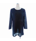 オットー OTTO Collection ニット カットソー チュニック丈 長袖 ラウンドネック ラメ スタッズ 無地 3L 黒 ブラック トップス