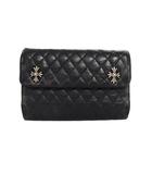 クロムハーツ CHROME HEARTS ウェーブウォレット キルティング CHクロス 長財布 レザー 黒 ブラック ☆AA★