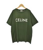 セリーヌ CELINE Tシャツ カットソー 半袖 ロゴ プリント M 緑 グリーン 2X681671Q ☆AA★