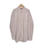 バレンシアガ BALENCIAGA 18年製 シャツ 長袖 ロゴ刺繍 ストライプ 38 白 ホワイト 534326 ☆AA★