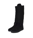 シャネル CHANEL ロングブーツ ムートン 内ボア ココマーク 36.5 黒 ブラック ☆AA★