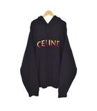 セリーヌ CELINE 22AW エンブロイダリー スパンコール グラデーションロゴ ニット プルオーバー パーカー XL 黒 ブラック 2A10X66Q ☆AA★
