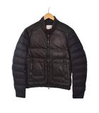 モンクレール MONCLER 15AW JEANDAT GIUBBOTTO ダウンジャケット ライダースジャケット 羊革 切替 1 黒 ブラック A20914137185