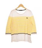 バーバリーブラックレーベル BURBERRY BLACK LABEL ボーダー 刺繍 Tシャツ 長袖 2 ホワイト イエローD1P11-710-642