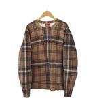21SS Plaid Crewneck スウェット トレーナー プルオーバー チェック S 茶 ブラウン