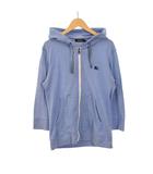 バーバリーブラックレーベル BURBERRY BLACK LABEL ジップパーカー 刺繍ロゴ フード 2 水色 紺 ネイビー D1P27-726-26