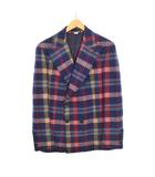 グッチ GUCCI ダブル テーラードジャケット チェック 48 紺 ネイビー 635820 ☆AA★