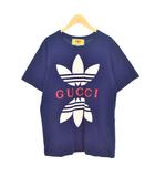 グッチ GUCCI アディダス adidas プリント Tシャツ 半袖 XS 紺 ネイビー 548334 ☆AA★