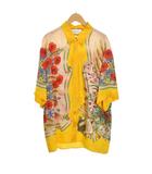 グッチ GUCCI フローラル シルク シャツ 半袖 花柄 ピッグ刺繡 46 黄 イエロー 546182 ☆AA★
